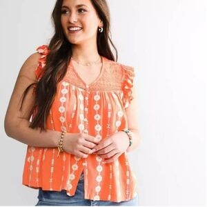 Embroidered Cap Sleeve Blouse